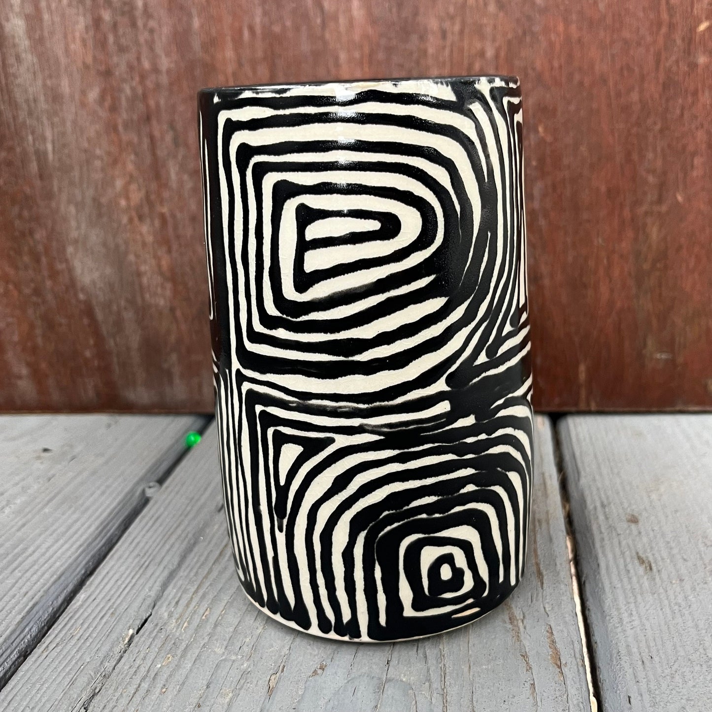 Ceramic Vase White with Custom Black Design  | Mother’s Day gift for flowers