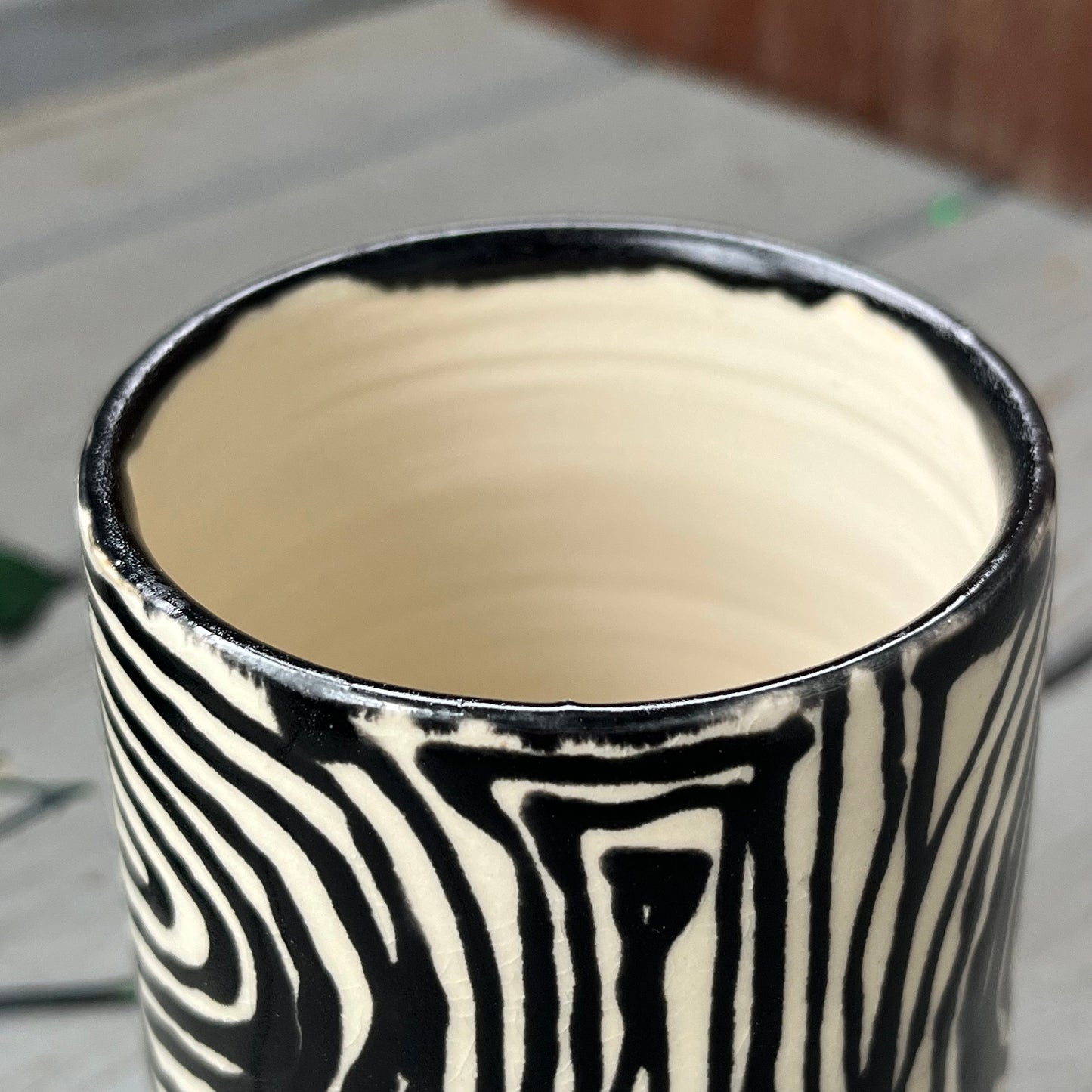 Ceramic Vase White with Custom Black Design  | Mother’s Day gift for flowers