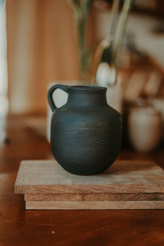 1st Century Inspired Small Pouring Vessel | Matte Black Ceramic | The Chosen Inspired Pottery | 9