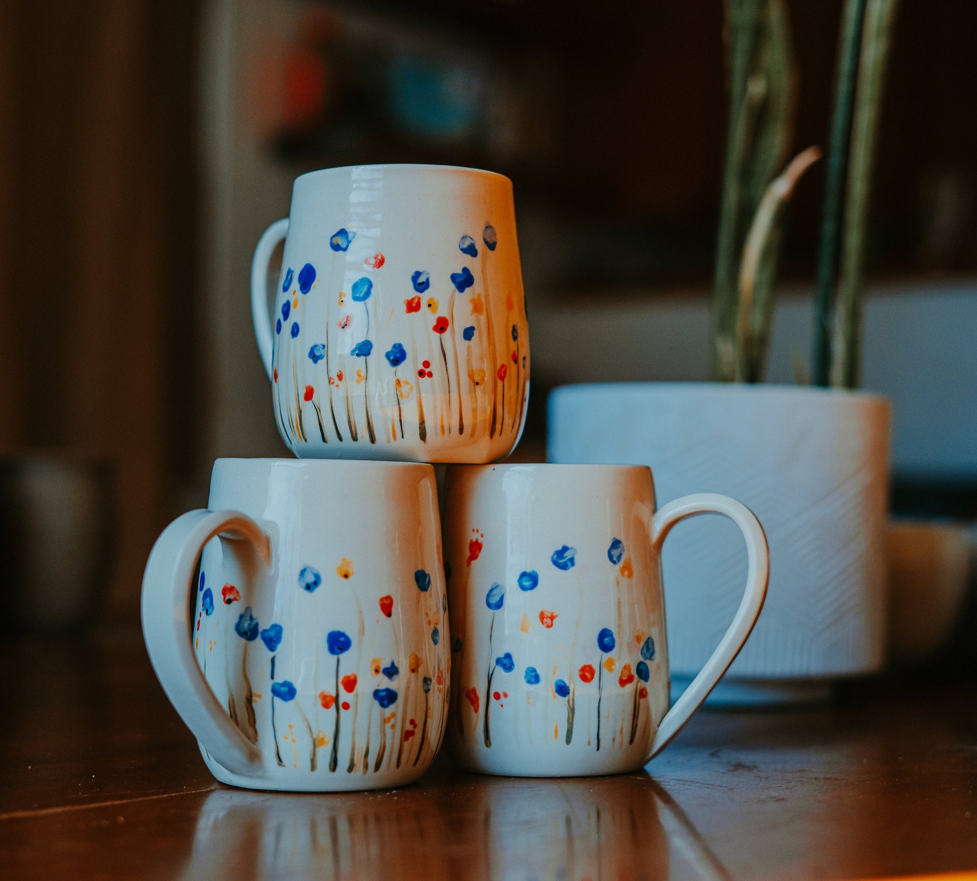 Ceramic Painted Floral Mugs