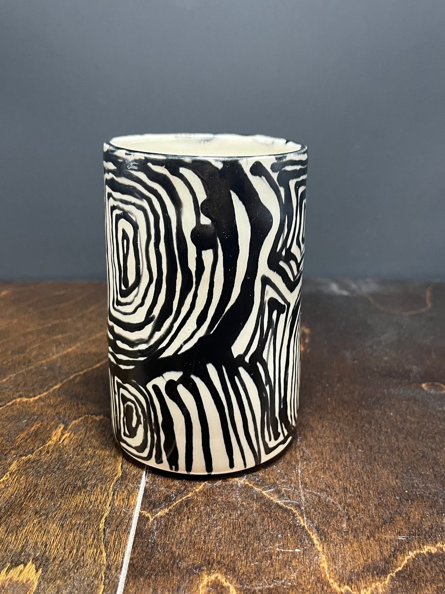 Ceramic Vase White with Custom Black Design  | Mother’s Day gift for flowers