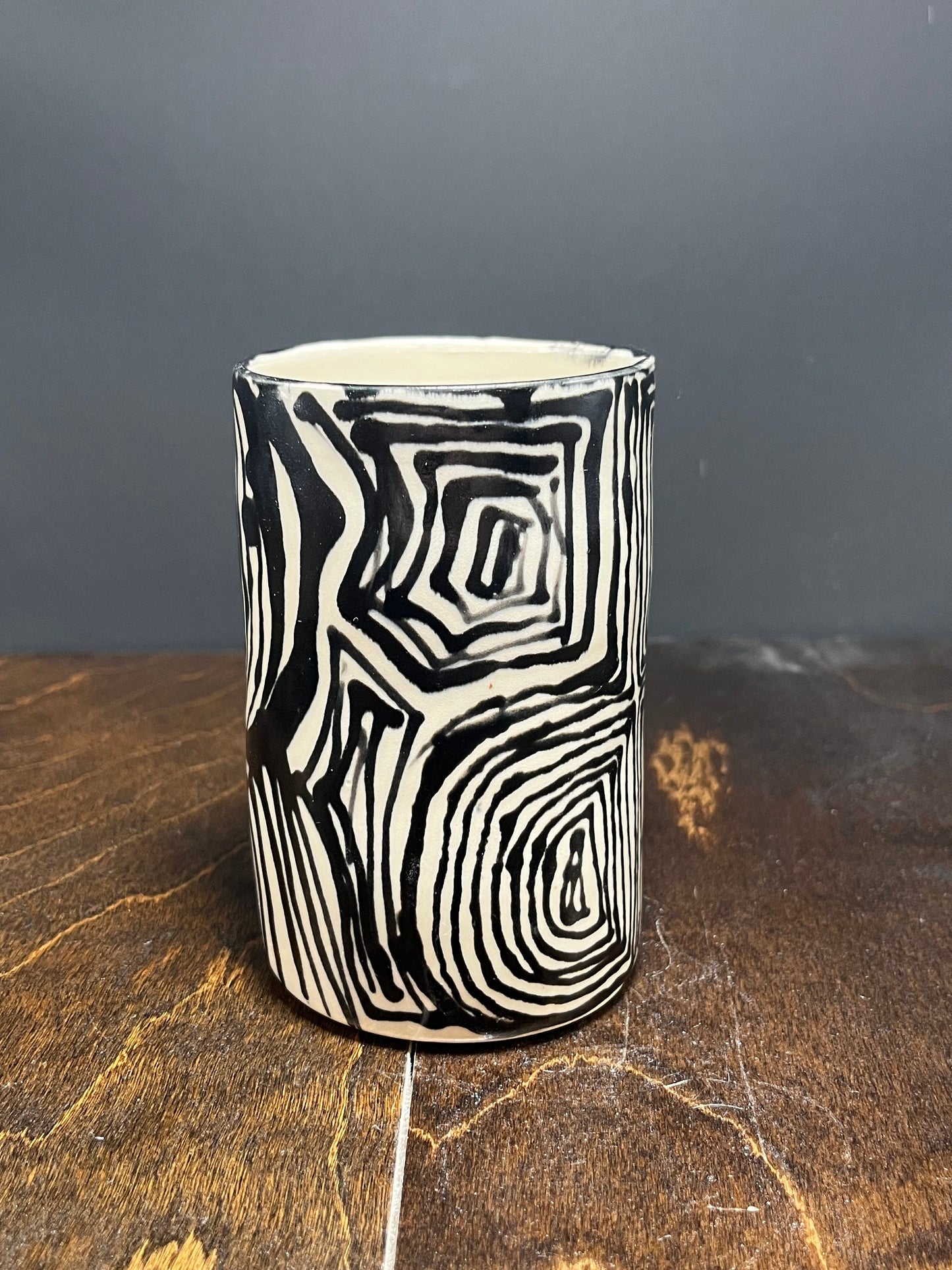 Ceramic Vase White with Custom Black Design  | Mother’s Day gift for flowers