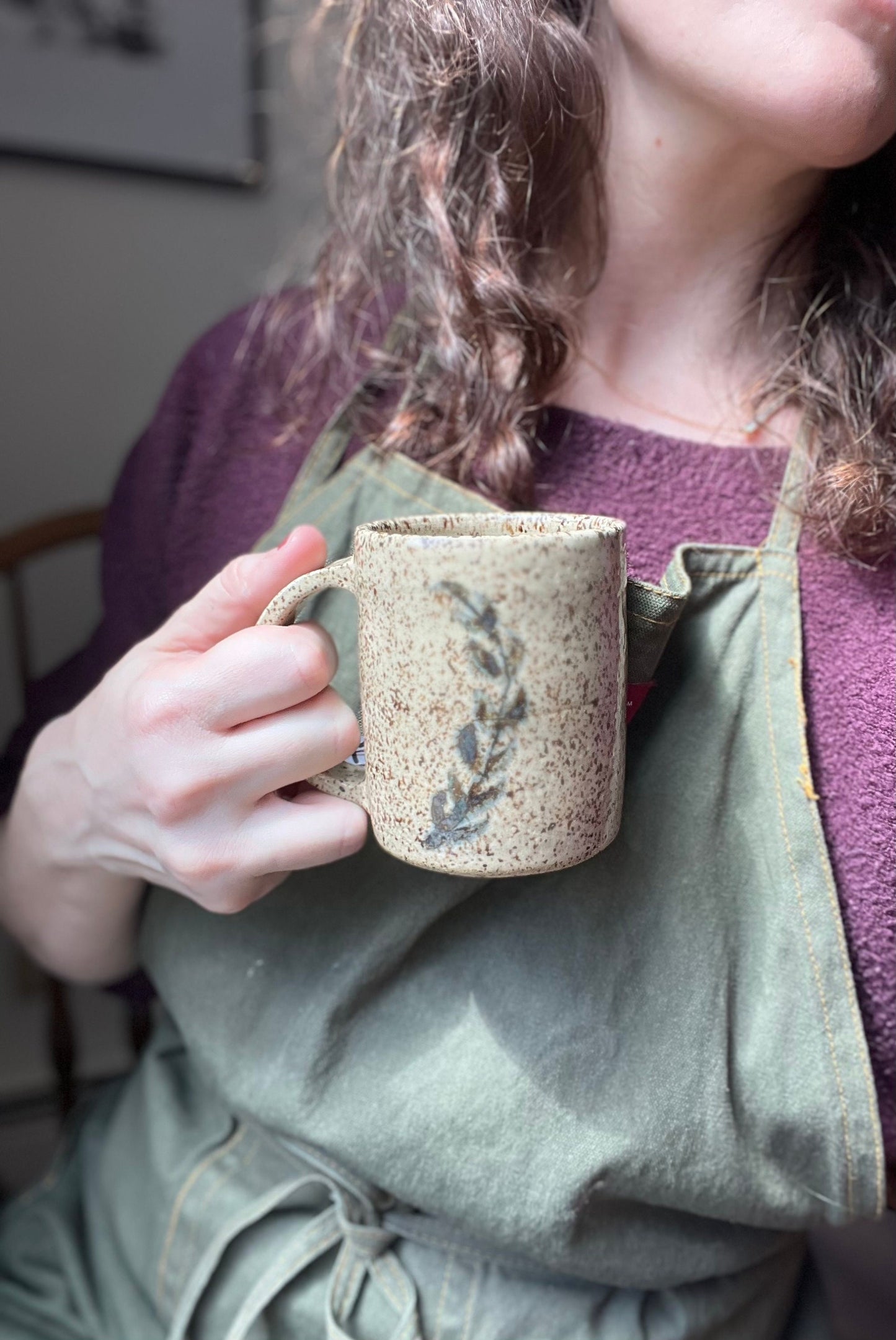 Speckled Fern Flower Ceramic Mug | Plant Lover Pottery | Tea or Coffee Mug | Plant Lover Pottery