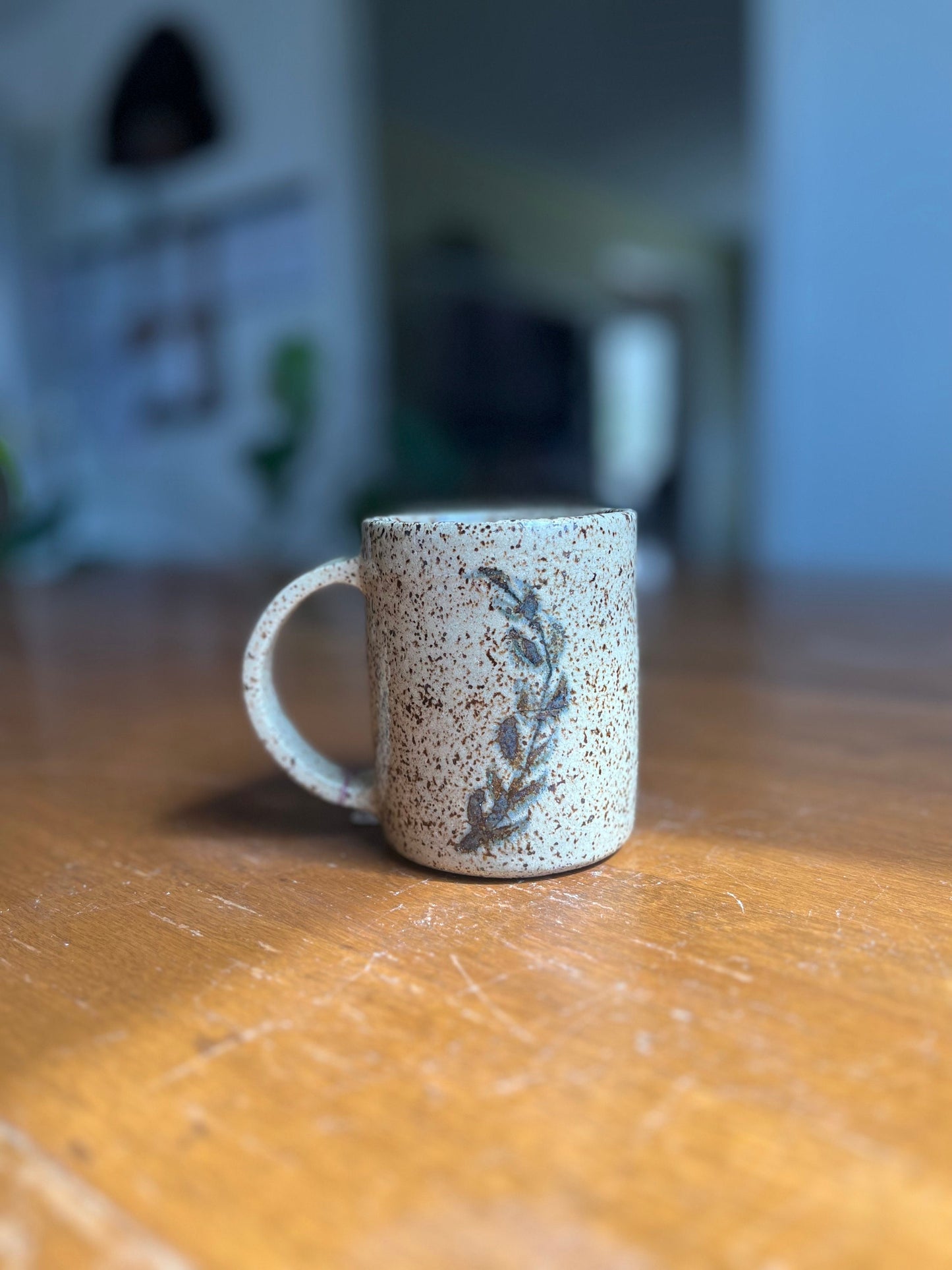 Speckled Fern Flower Ceramic Mug | Plant Lover Pottery | Tea or Coffee Mug | Plant Lover Pottery