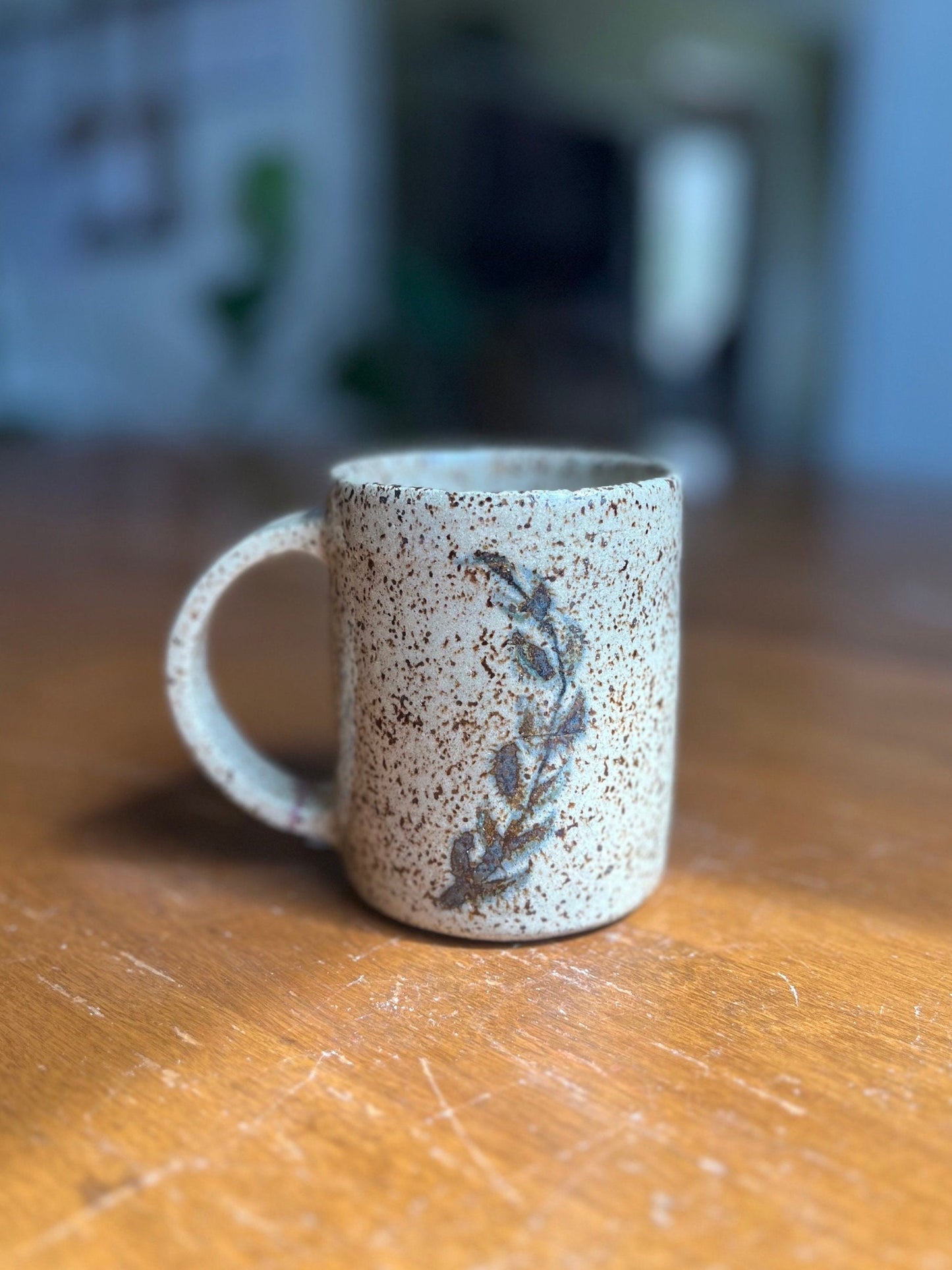 Speckled Fern Flower Ceramic Mug | Plant Lover Pottery | Tea or Coffee Mug | Plant Lover Pottery