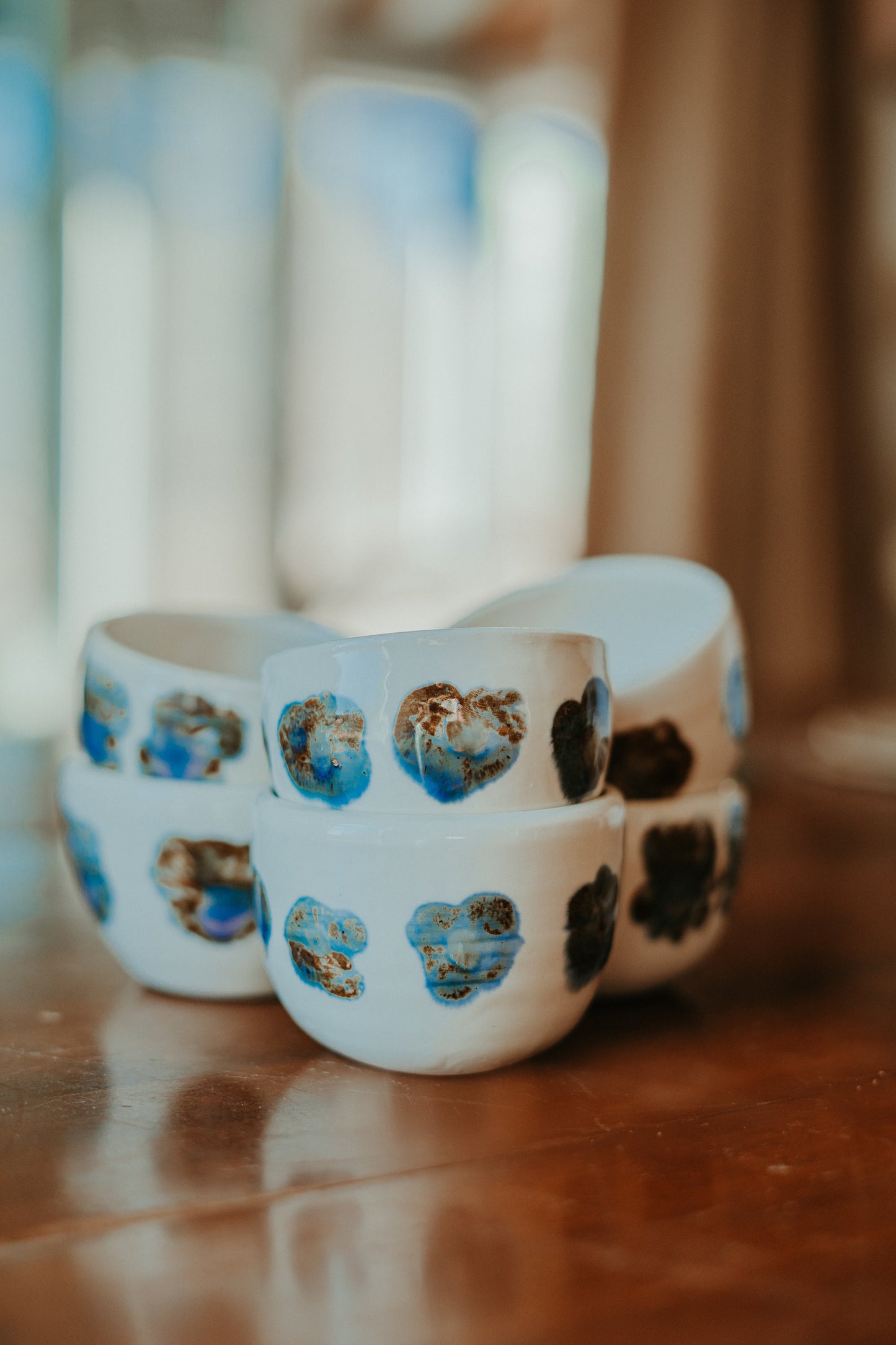 Set of 3 White Porcelain/Ceramic Bowl - Flower Dip Dish - Bowl Set Pottery