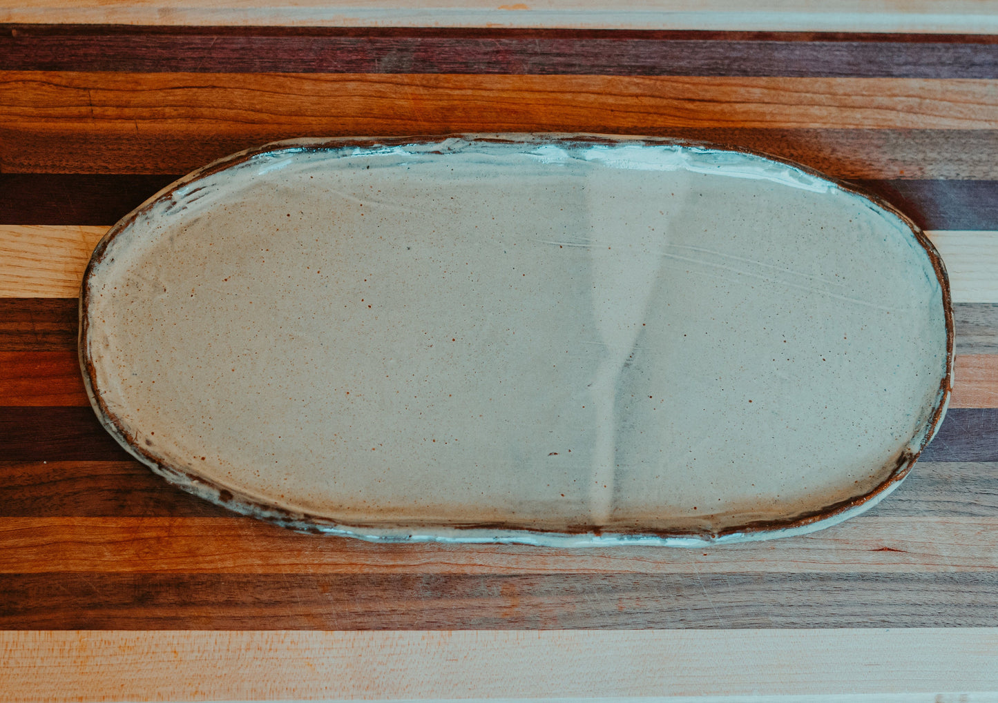Ceramic Serving Plate | Pottery Sandwich Plate | Beige Glazed Pottery