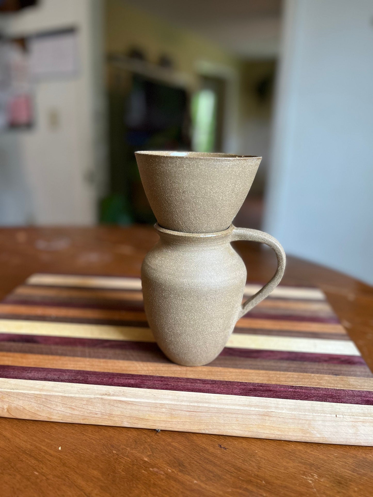 The Chosen Inspired Ceramic Pour Over Set  | Coffee Dripper | First century Inspired Coffee Brewer Pitcher Set - Pottery Brewer & Pitcher