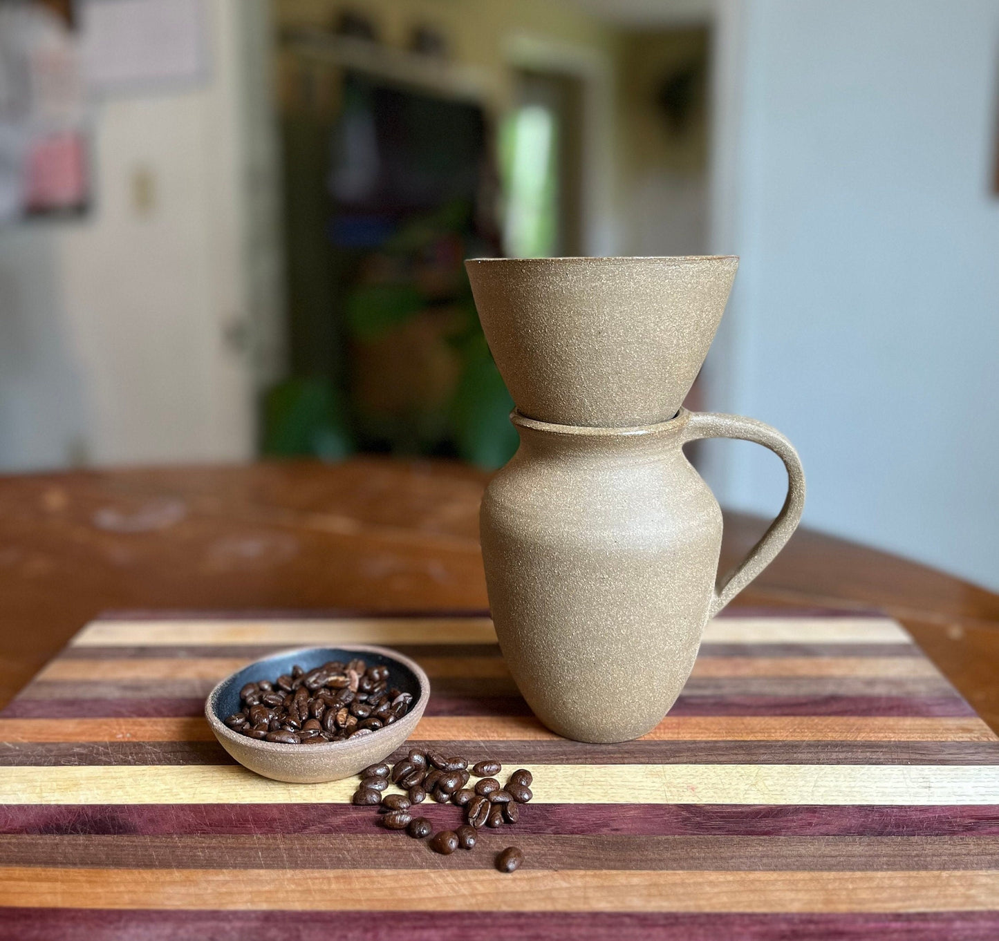 The Chosen Inspired Ceramic Pour Over Set  | Coffee Dripper | First century Inspired Coffee Brewer Pitcher Set - Pottery Brewer & Pitcher