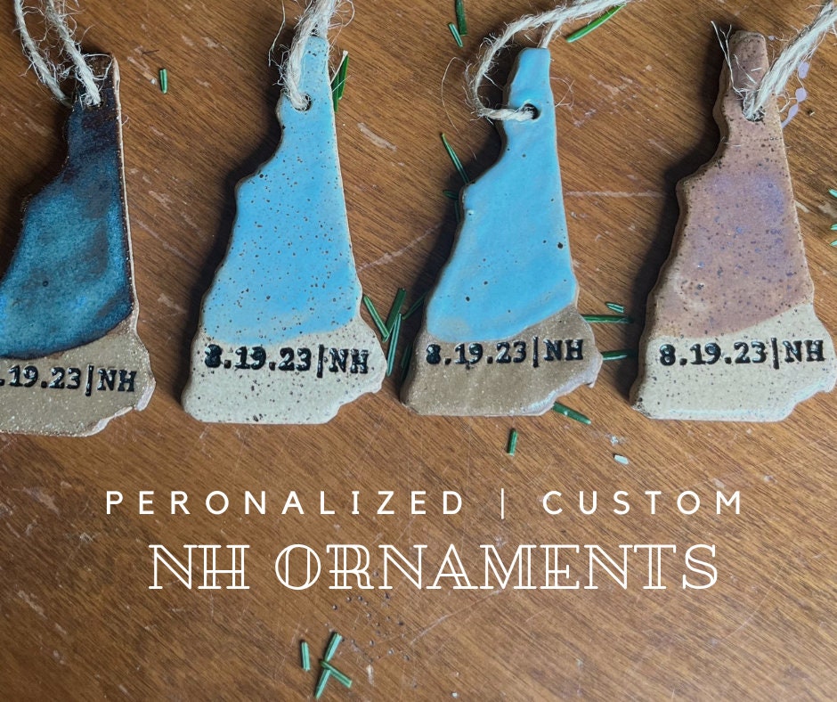 Personalized Ceramic Christmas Ornament | Custom New Hampshire Pottery | Christmas Decorations