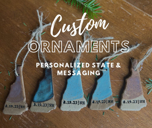 Personalized Ceramic State Ornaments | Custom State Pottery | Christmas Gifts