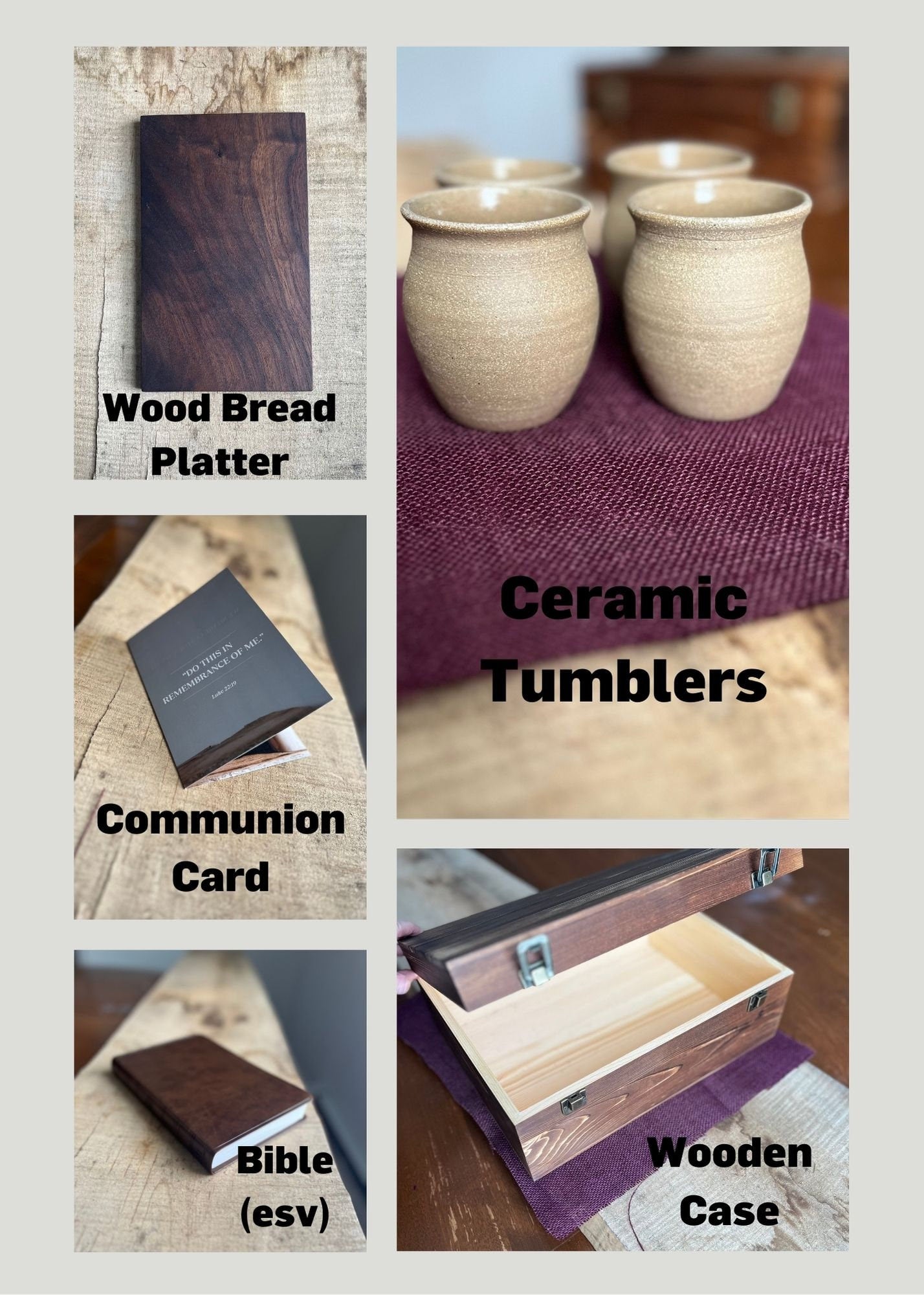 The Chosen Inspired Communion Set - Personalized | Ceramic Tumbler, Bible, burlap, Wood Platter, Case | First Century | Jesus Pottery